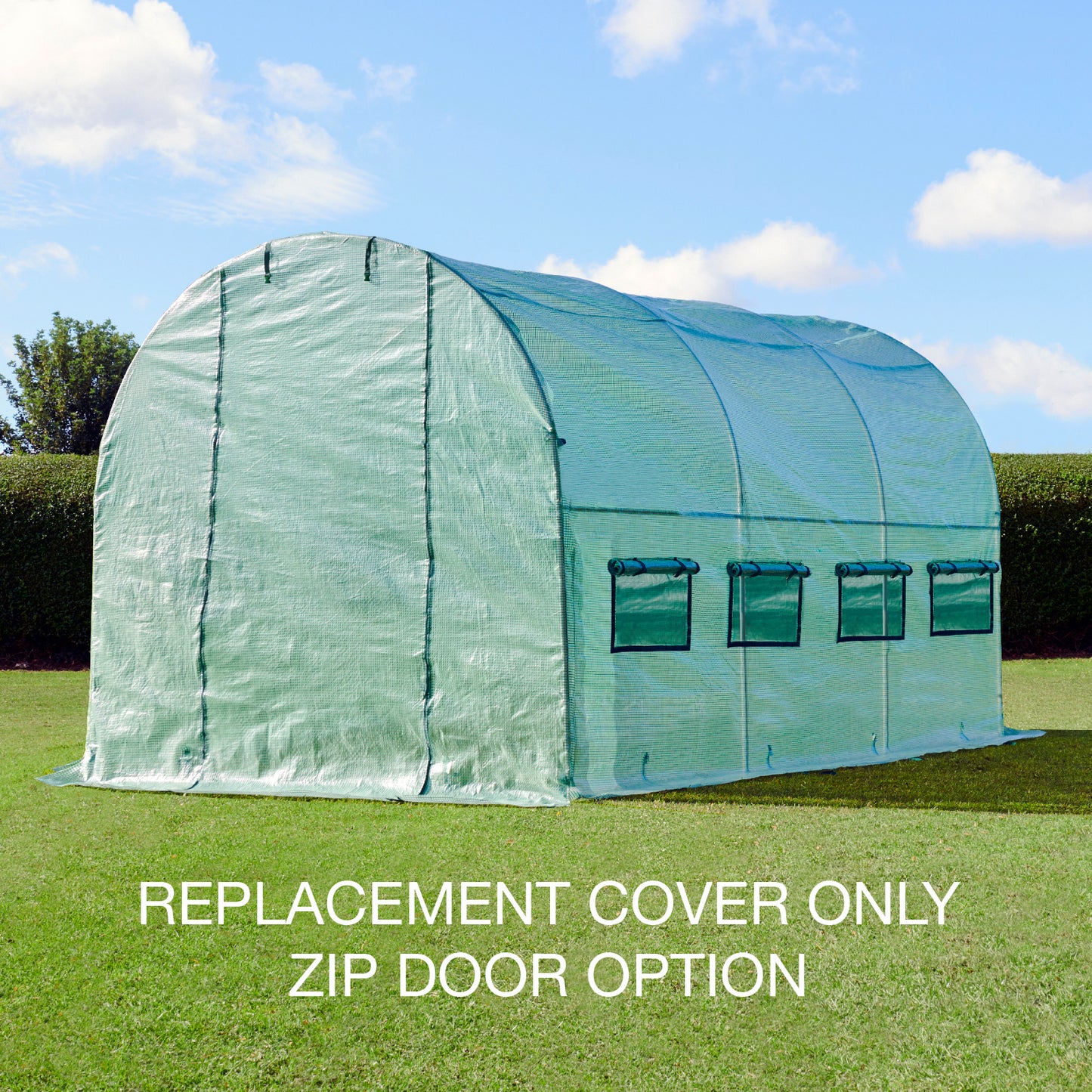 4m Replacement Polytunnel Greenhouse Cover - Zip Door